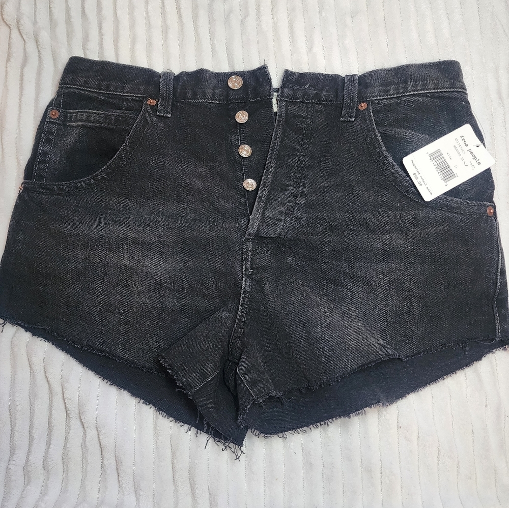 NWT Free People Women's Black Denim Shorts